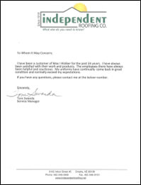 customer testimonial independent roofing co
